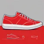 Red canvas sneakers with white soles image